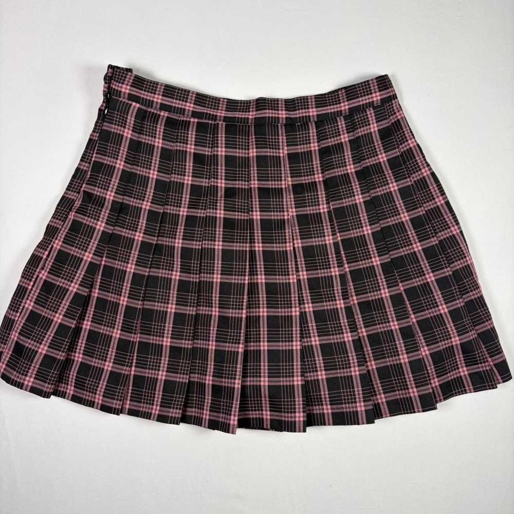 Wonderplace Pleated Mini Skirt Pink Black Plaid Check Schoolgirl Grunge Women S - Picture 7 of 8